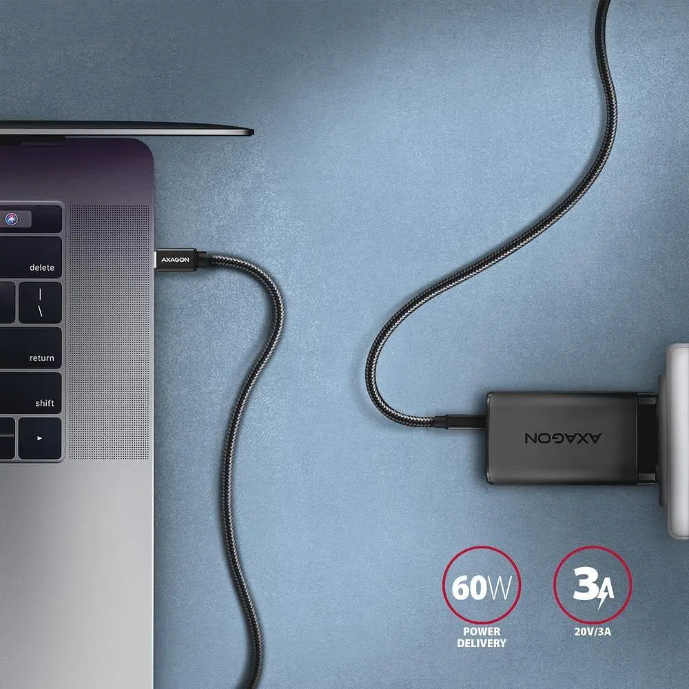 Кабель AXAGON BUCM3-CM10AB USB-C-USB-C 3.2 Gen 1 1m, PD 60W, 3A, чорний (BUCM3-CM10AB) - фото 7