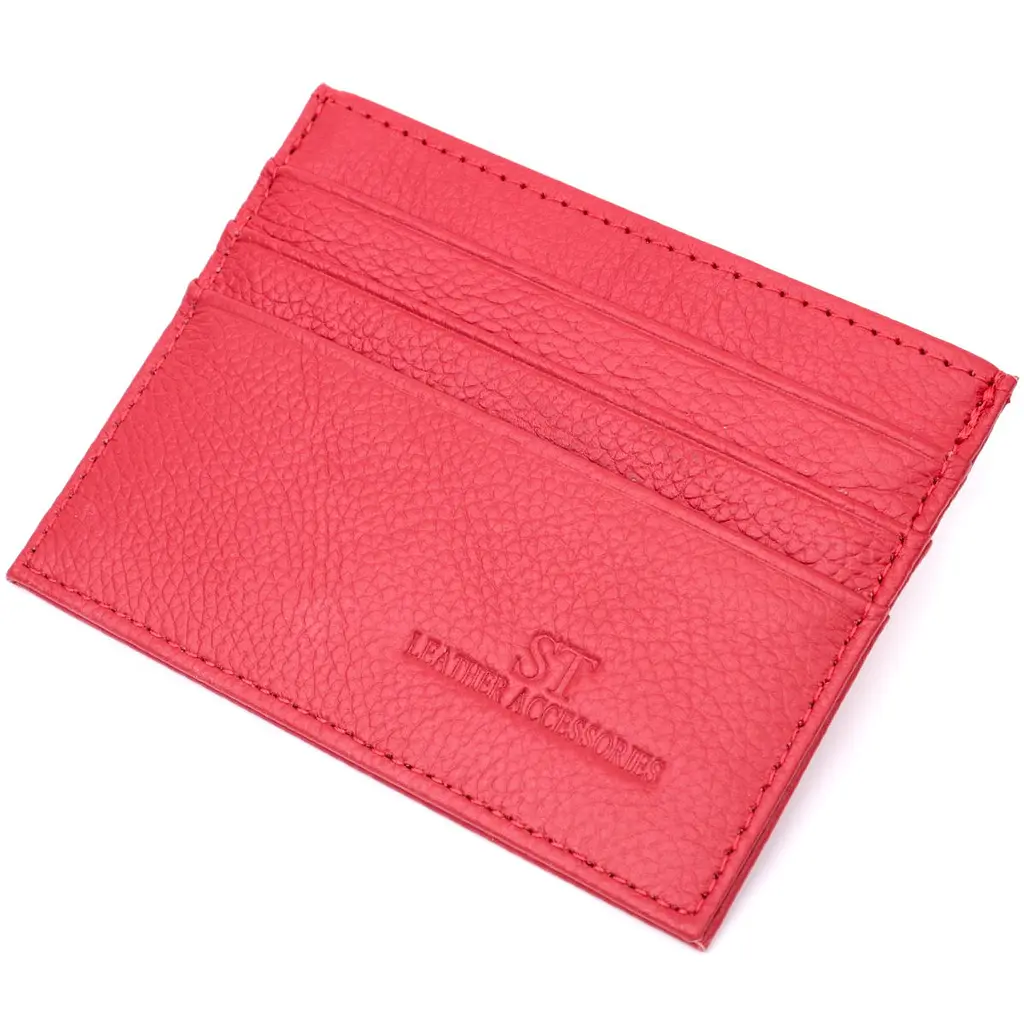 Яскравий кард-кейс із натуральної шкіри ST Leather 22445 червоний