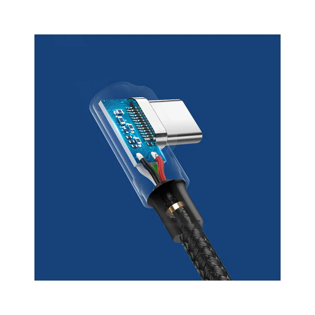 Дата кабель USB 2.0 AM to USB-C 2.0m 3A 90° corner US176 black Ugreen (20857) - фото 3