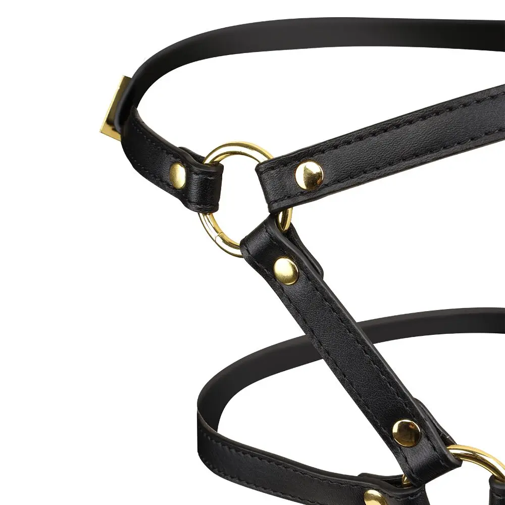Маска-збруя для мінету LOCKINK SEVANDA Blowjob Head Harness, чорна, з м’якою вставкою у вигляді губ - фото 5