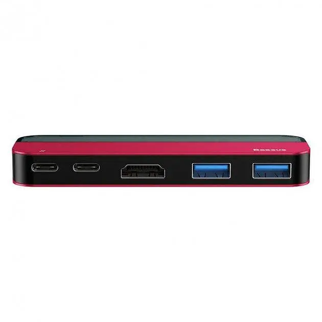 Мультипортовий адаптер USB Хаб Baseus Multi-Functional Transparent Series Type-C CAHUB-TD09 Red - фото 2