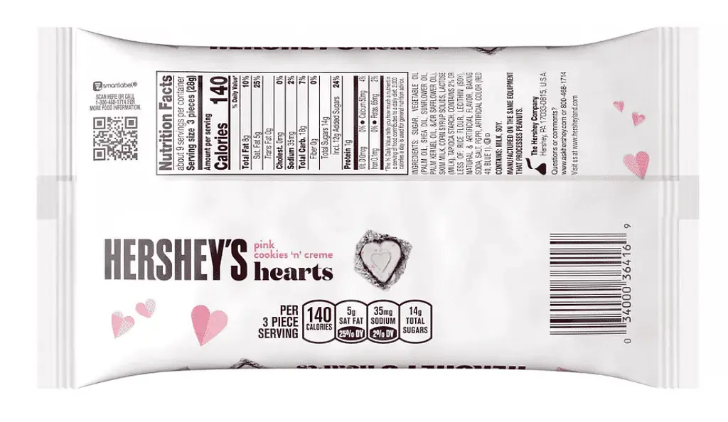 Шоколадні цукерки Hershey's Valentine's Day Pink Cookies'n Crème Hearts Candy 249г - фото 2