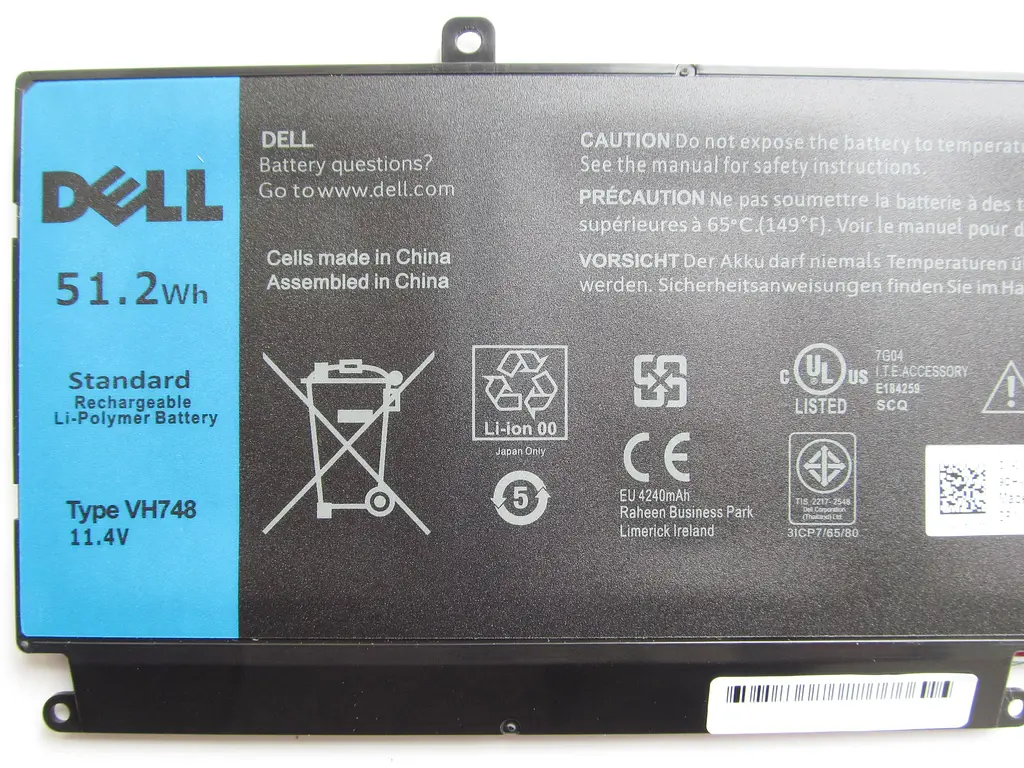Акумулятор для ноутбука Dell Vostro 5470 VH748, 51.2Wh (4240 mAh), 6cell, 11.4V, Li-Pol, чорний - фото 3