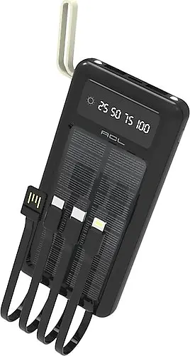 Зовнішній акумулятор Power Bank ACL PW-59 SOLAR 10000 mAh з сонячною панелью та подвійний ліхтар USB-A та USB-C вбудовані кабелі - фото 3
