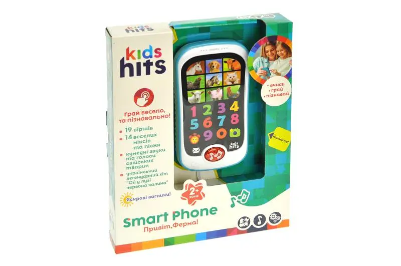 Телефон музичний розвиваючий Kids Hits KH03/001 2 кольори мікс, батарейки в комплекті, коробка 13 x 5 x 18.5 см