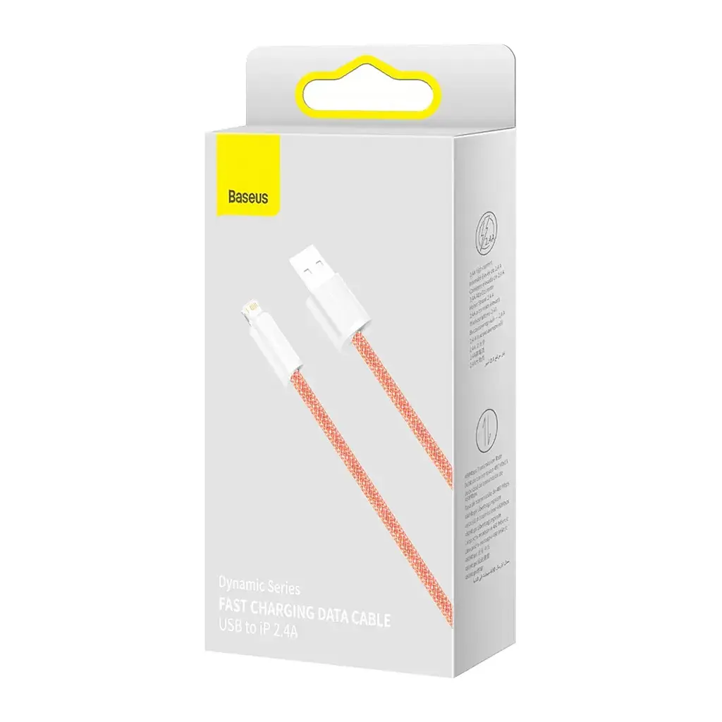 Дата кабель USB 2.0 AM to Lightning 1.0m 2.4A orange Baseus (CALD000407) - фото 5