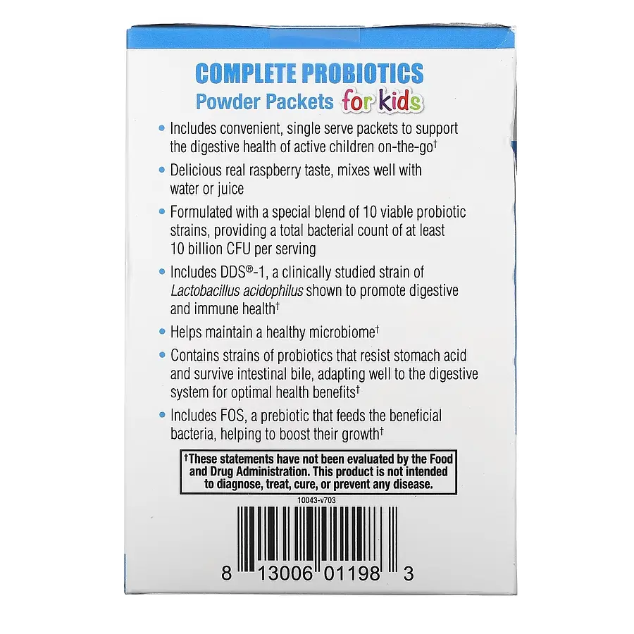 Пробиотики и пребиотики Dr. Mercola Complete Probiotics for Kids, 30 пакетиков - Малина - фото 4