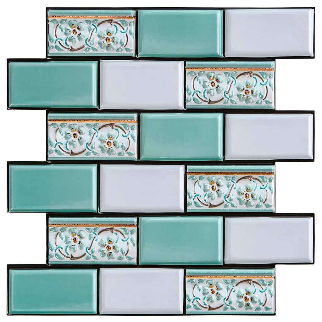 Декоративна плитка ПВХ на самоклейці Sticker Wall SW-00001139 М'ятна 300х300х5мм, ціна за 1 шт.