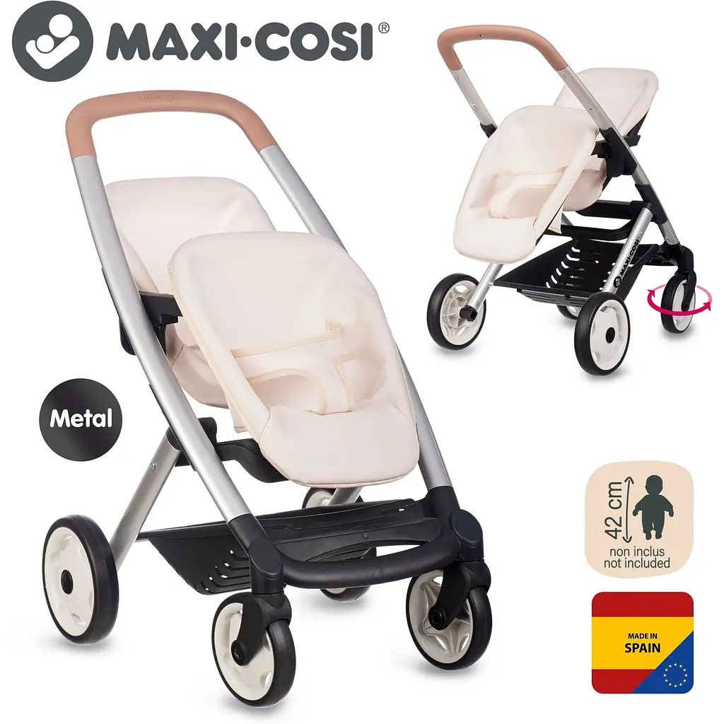 Коляска для ляльок-двійнят Smoby Toys Maxi-Cosi 54х38.5х64 см айворі (7600253222) - фото 3