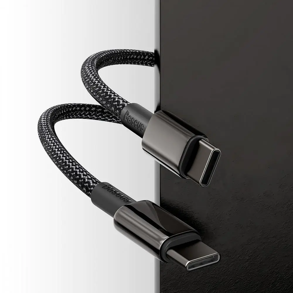 Кабель Baseus Tungsten Gold Fast Charging Type-C to Type-C 100W (2m) black (CATWJ-A01) - фото 9