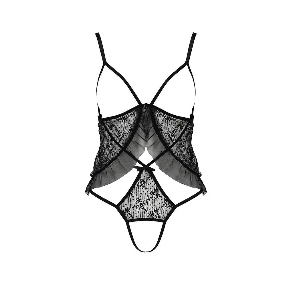 Боди монокини с открытой грудью Passion JUSTINA Body black L/XL - фото 3