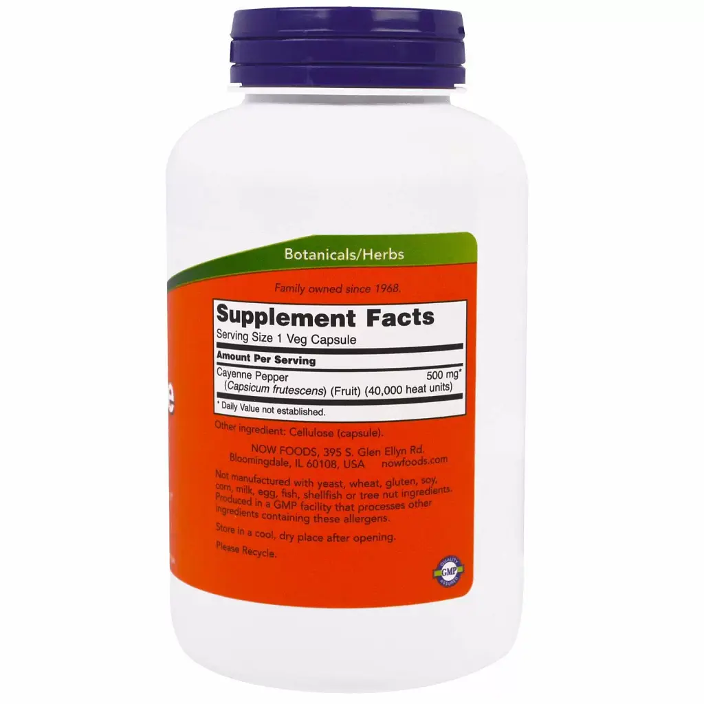 Кайенский перец Now Foods Cayenne 500 мг 250 вегетарианских капсул - фото 2