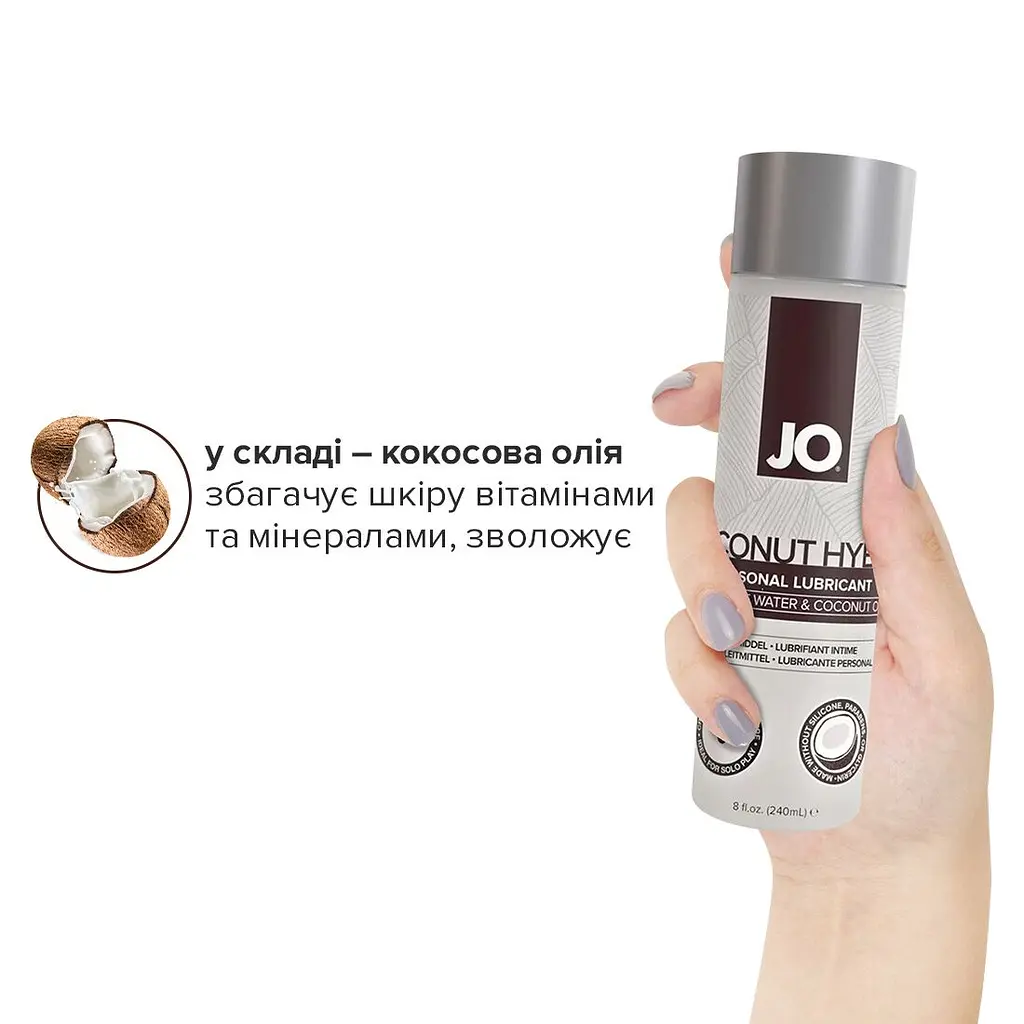 Змазка-крем з кокосовою олією JO Coconut Hybrid ORIGINAL (240 мл) біла - фото 4