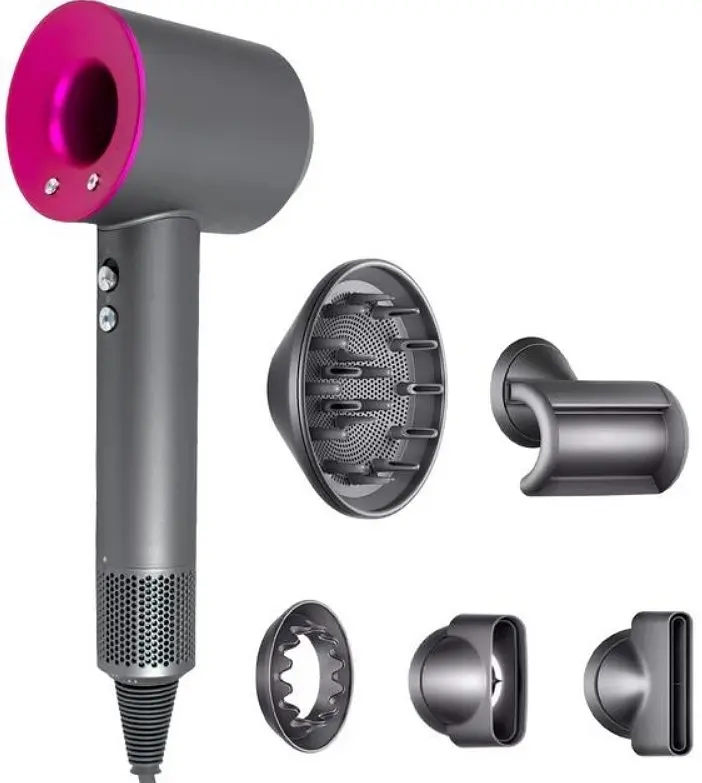 Фен для волосся No brand Super hair Dryer 1600 Вт Сіро-рожевий (2104619555) - фото 3