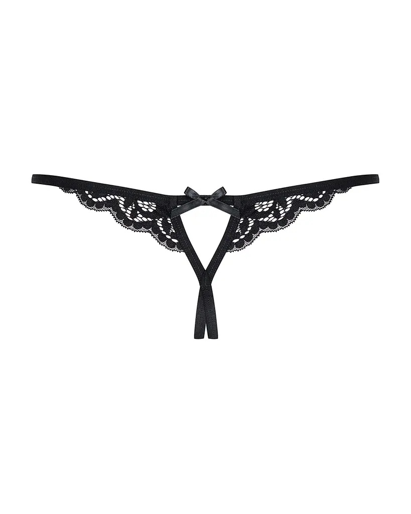 Жіночі стрінги Obsessive 831-THC-1 Crotchless Thong Black L/XL - фото 3