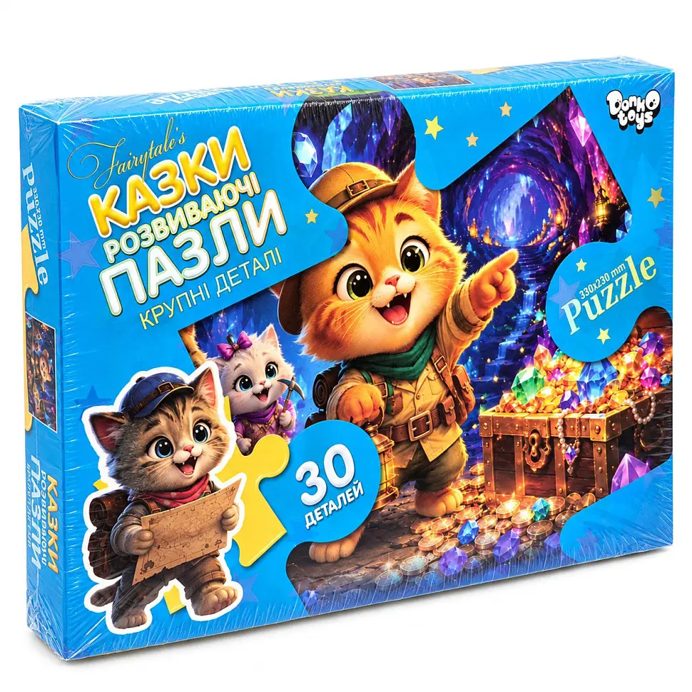 Пазли дитячі Danko toys "Кошенята-шукачі скарбів" Mx30-08-09 великі деталі, 30 елементів