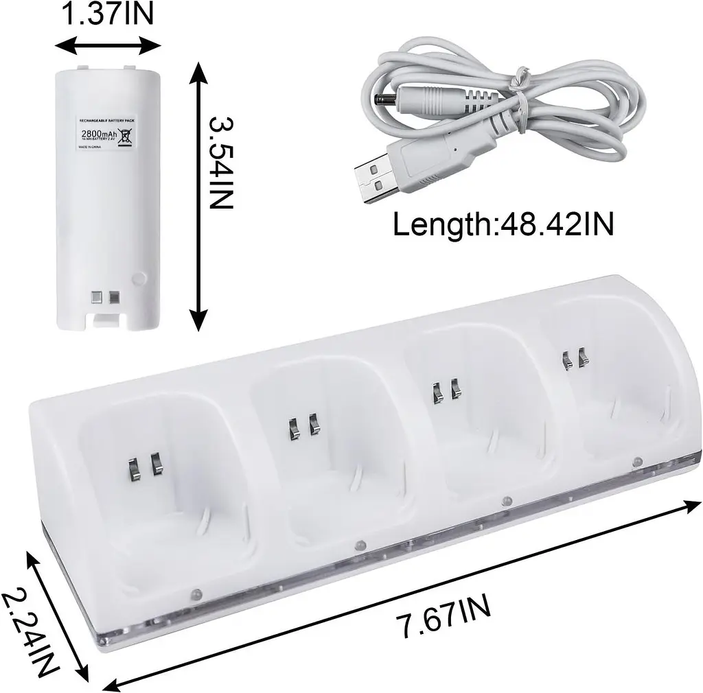 Акумуляторна батарея для пульта дистанційного керування Wii TechKen 4 Pack, 4 батареї ємністю 2800 мАг - фото 4
