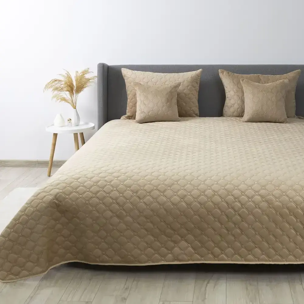 Покривало ТЕП велюрове Velour Ромб круглий 220x240 см золотий беж