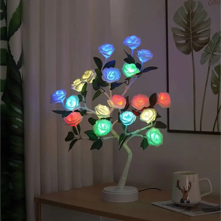 LED настольная лампа Дерево серебристое с листьями XPRO NNG-08 USB + батарейки AA 3 шт. тёплый свет (44900-NNG-08_322) - фото 5