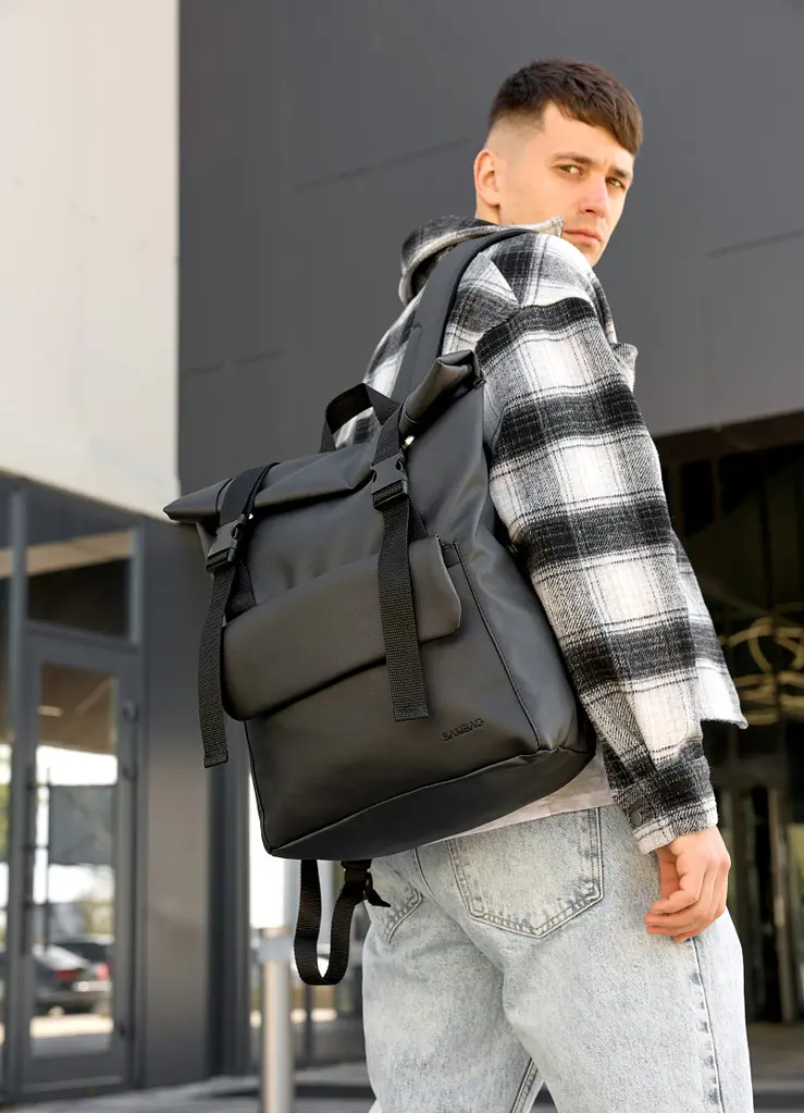 Чоловічий рюкзак Sambag RollTop Milton чорний 41 х 30 х 16 см (24251001m) - фото 2