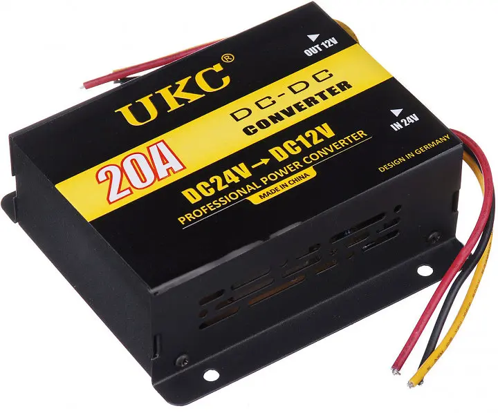 Перетворювач напруги 24 V на 12 V, автоінвертор-конвертор UKC DC/DC 24 V-12 V 20 A