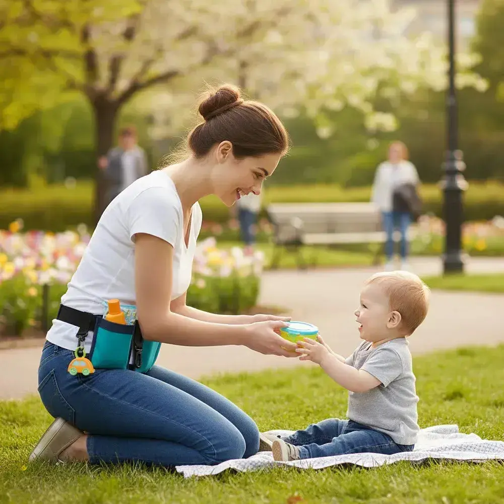 Поясна сумка для мам 4 кармани / Органайзер на пояс для мам до 112 см Waist Diaper Bag / Сумка органайзер для мами - фото 3
