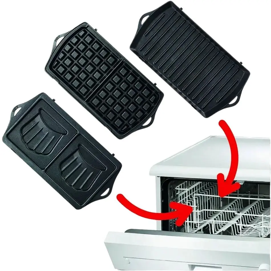 Мультимейкер Tefal BreakTime 700 Вт тефлон 3 пластины корпус пластик черно-серебристый (SW614831) - фото 10