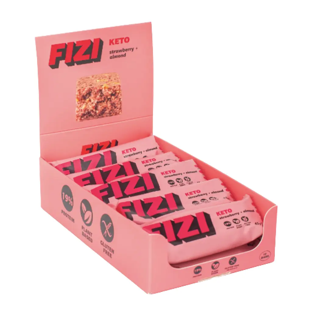 Батончики КЕТО, KETO Protein Bar — 10 × 45 г Strawberry + Almond