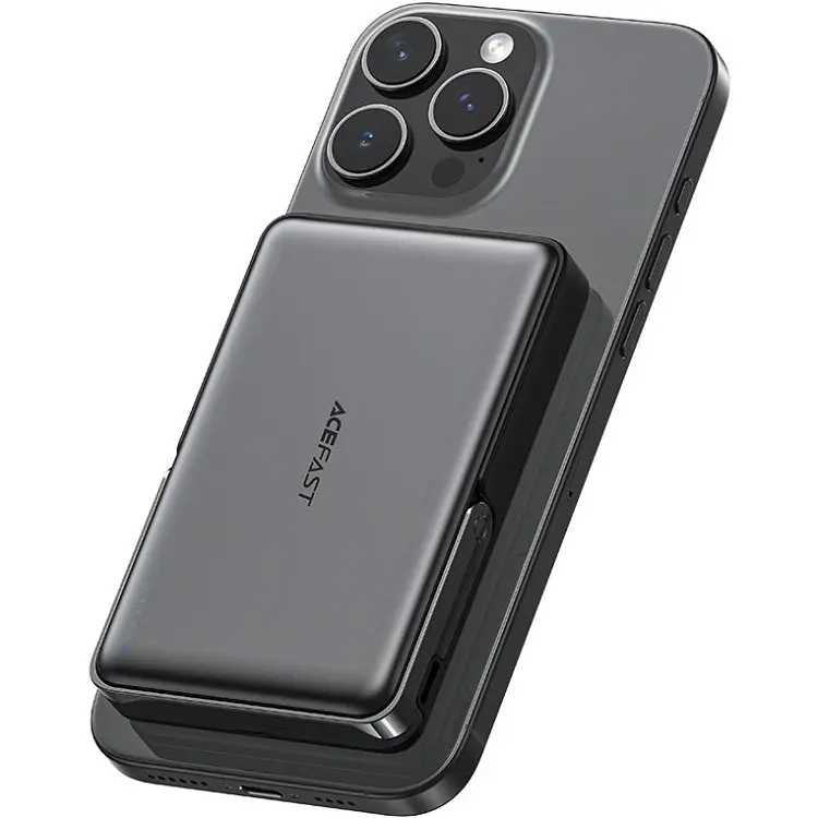 Зовнішній акумулятор Acefast M17 Magnetic Wireless 10000mAh 22.5W QI 15W з підставкою чорний ніжкою - фото 5