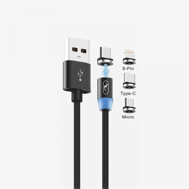 Кабель SkyDolphin S59KIT Magnetic USB - Lightning + microUSB + Type-C (M/M) 1 м, Black (SDUSB-000547) - фото 4