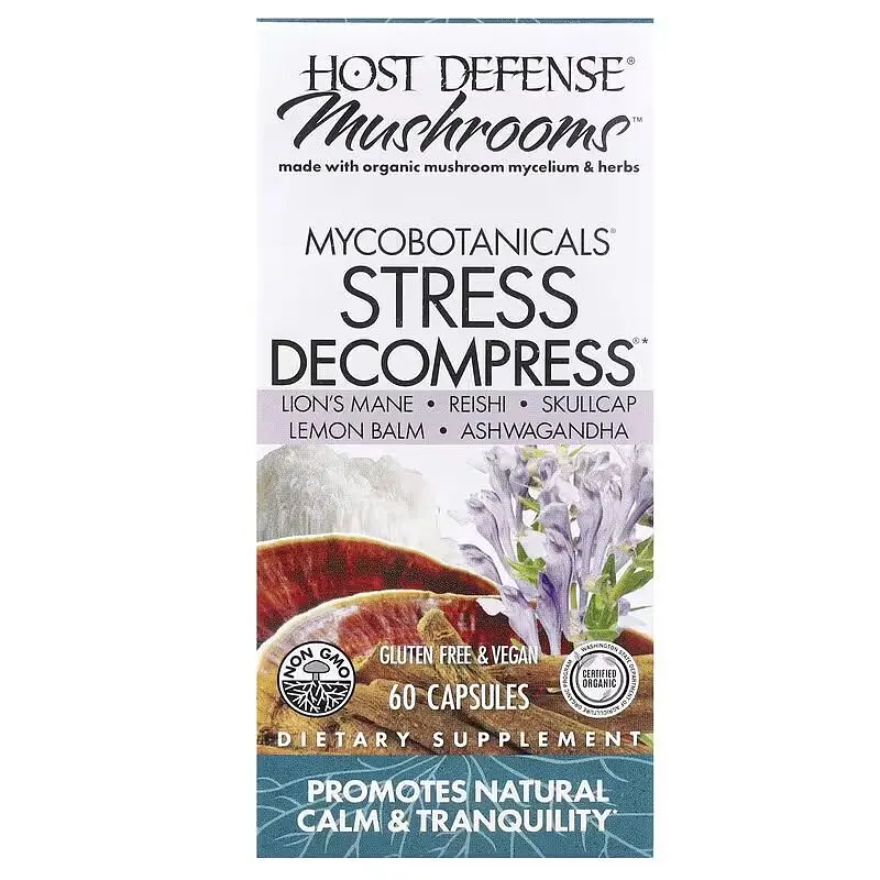 Суміш грибного міцелію та трав Host Defense MycoBotanicals Stress Decompress, 60 капсул для підтримки нервової системи - фото 2