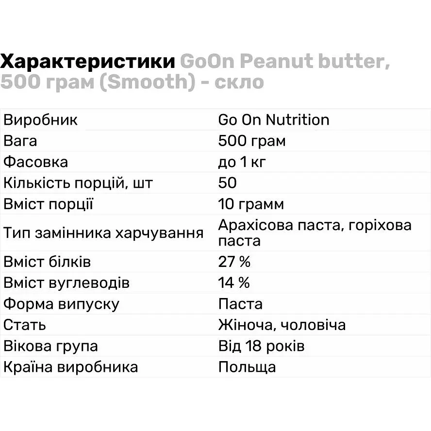 Арахисовая паста Go On Nutrition Peanut Butter Smooth, 500 грамм стеклянная банка - фото 3