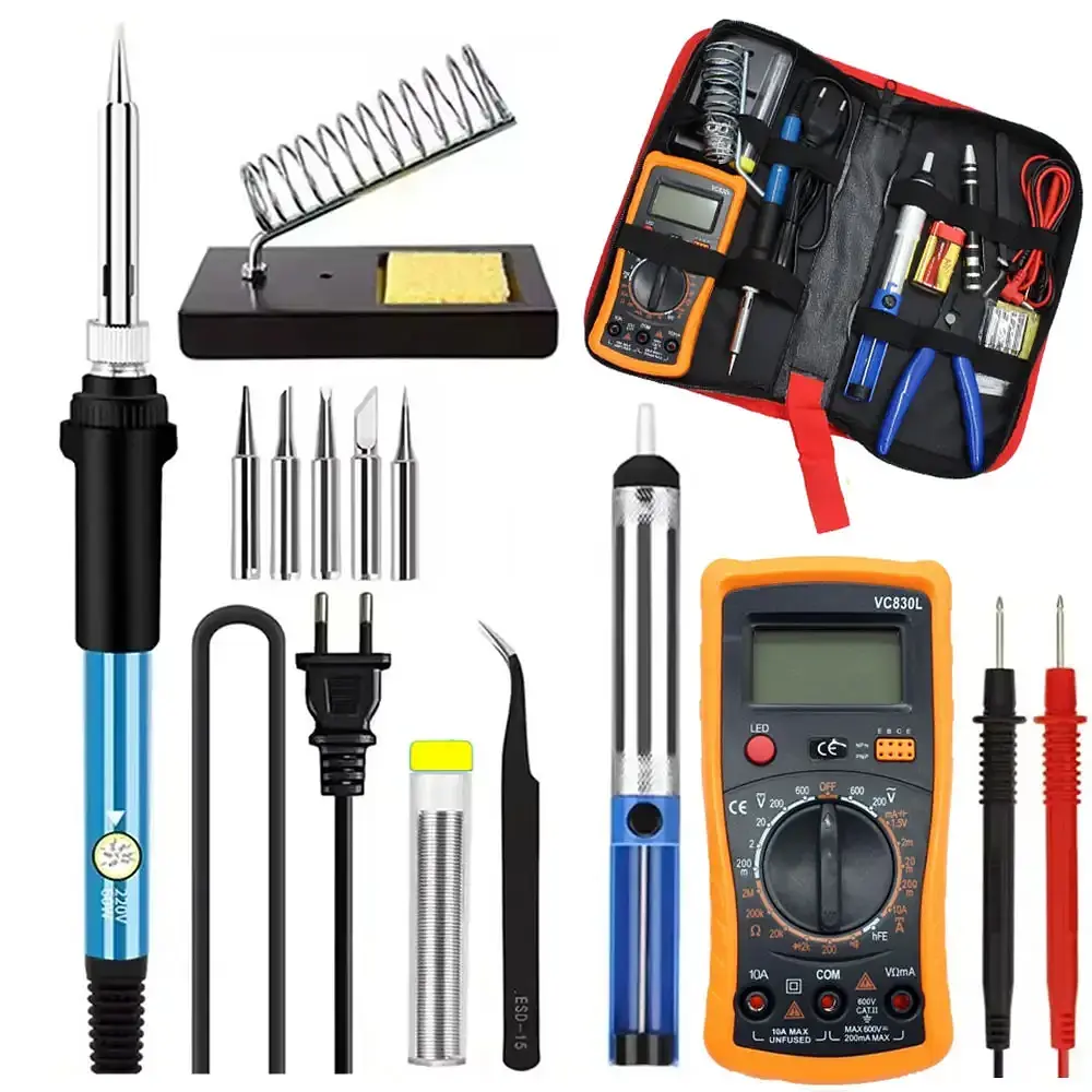 Набір для паяння з мультиметром, 19 шт., 60 Вт, Soldering kit / Паяльний набір / Паяльник з регулятором температури - фото 5
