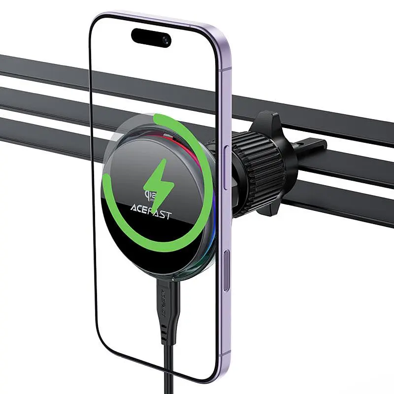 Автодержатель с БЗП Acefast D61 Magnetic Wireless Charging 15 Вт, серый - фото 3