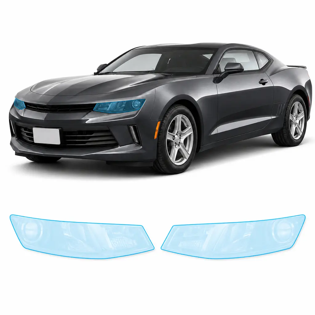 Антигравійна захисна бронеплівка за лекалами для Chevrolet Camaro VI 2016-2018 - оптика (фари та ПТФ)