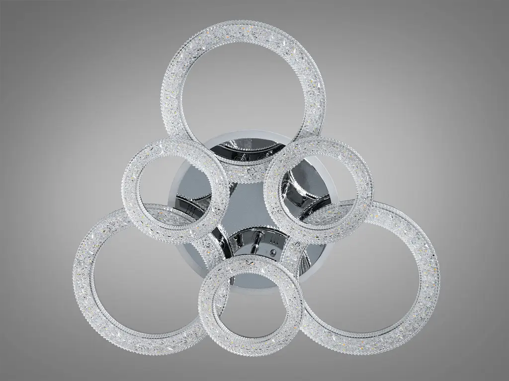 Люстра стельова LED Diasha 2203/3+3HR, 107W, 3200K-6500K, хром, сучасний стиль для вітальні, спальні, кухні, офісу - фото 4
