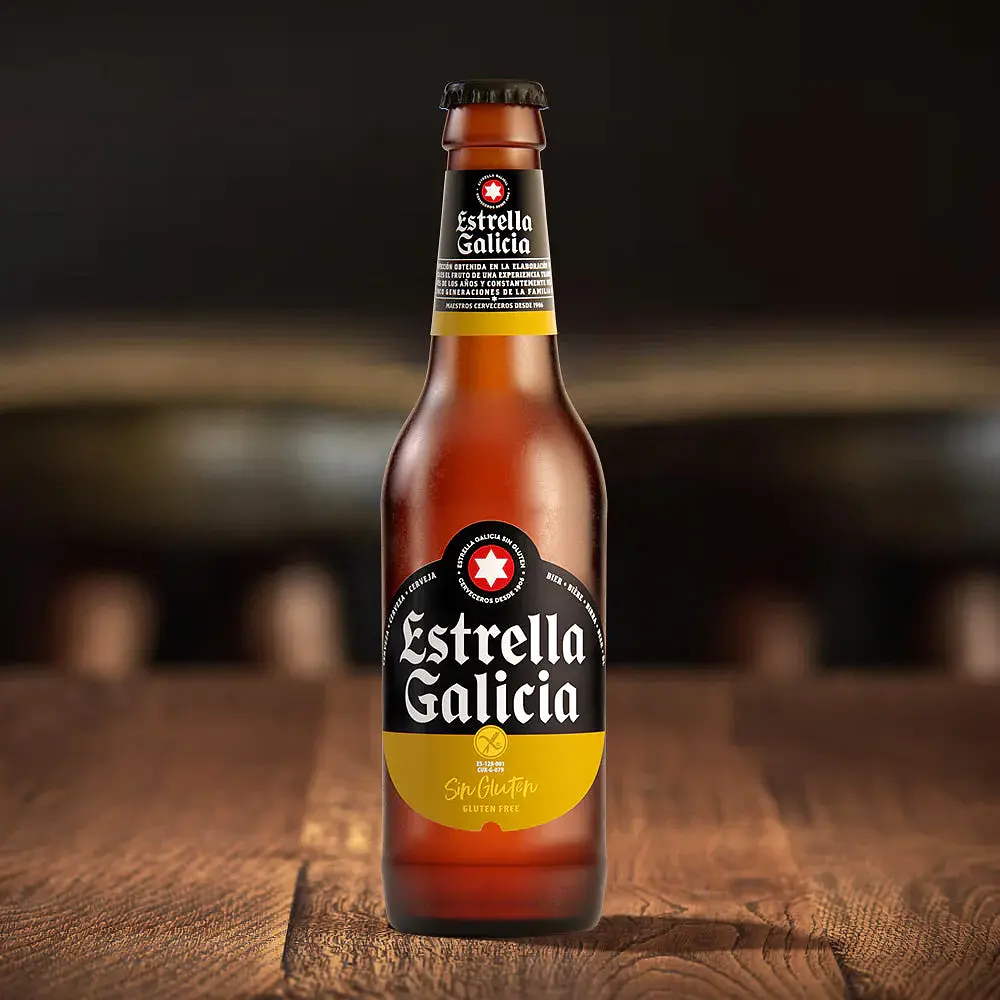 Упаковка пива Estrella Galicia светлое без глютена 5.5% 1.98 л (0.33 л х 6 шт.) - фото 3