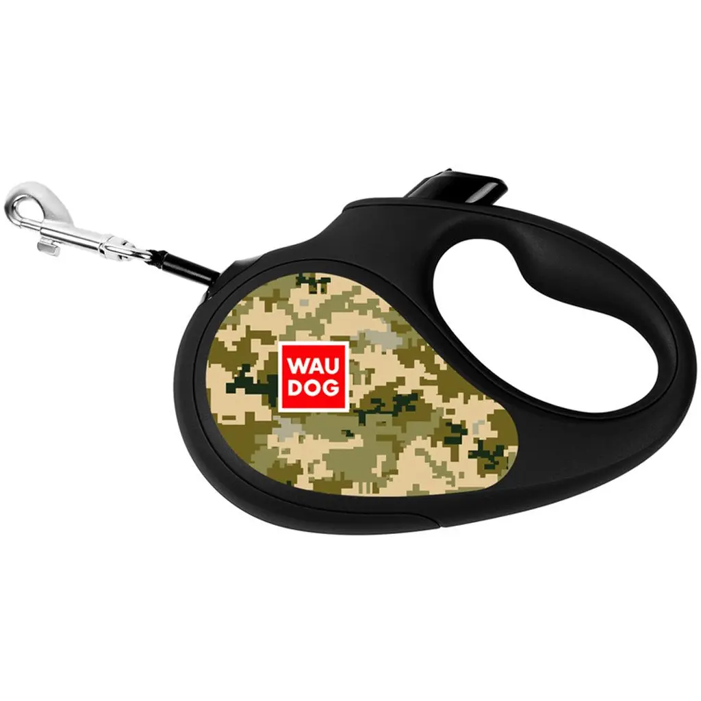Поводок-рулетка для собак Waudog R-leash, рисунок Милитари, M, до 25 кг, 5 м, светоотражающая лента - фото 2