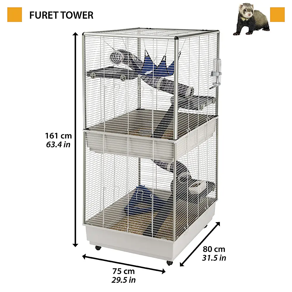 Клітка для тхорів, шиншил і щурів Ferplast Furet Tower сіра 75x80x161 см 57063414 - фото 2