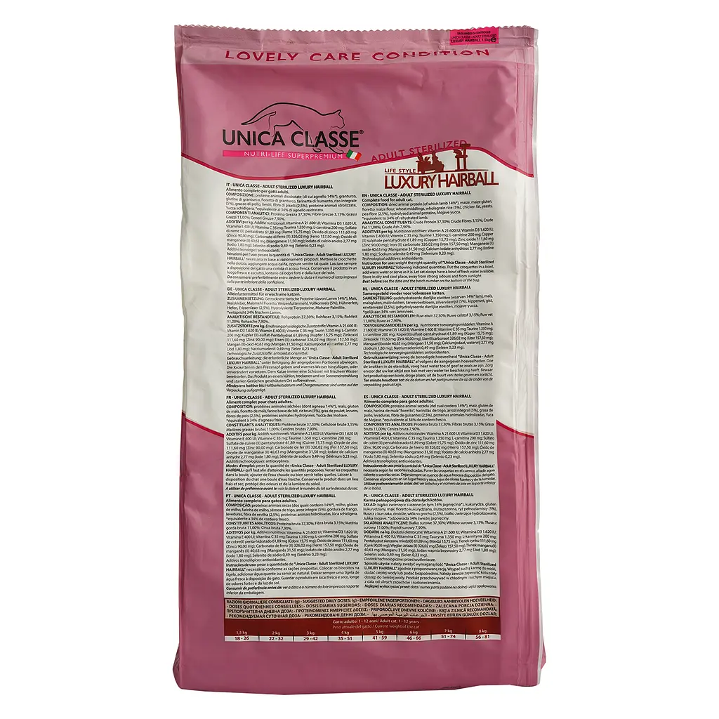 Сухий корм для котів Unica Classe Adult Sterilized Hairball Dry з ягням 1.5 кг - фото 4
