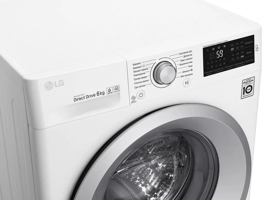 Стиральная машина LG с фронтальной загрузкой F0J5NN4W, 6кг, 1000, A+++, Пар, глубина 45см, Дисплей, Инвертор, Белый (F0J5NN4W) - фото 6