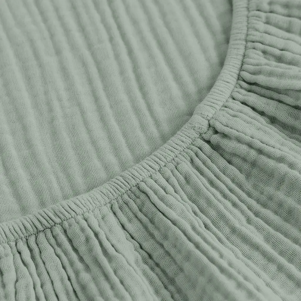 Простынь Cosas на резинке в детскую кроватку 60х120 муслин meditative, спаржа (39MuslinFourLayer_Meditative_60x120x12) - фото 2
