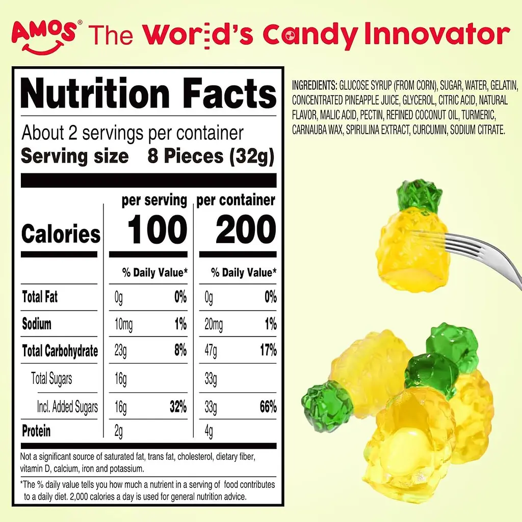 Желейні цукерки Amos 4D Fruit Gummy Pineapple Burst 65г - фото 8