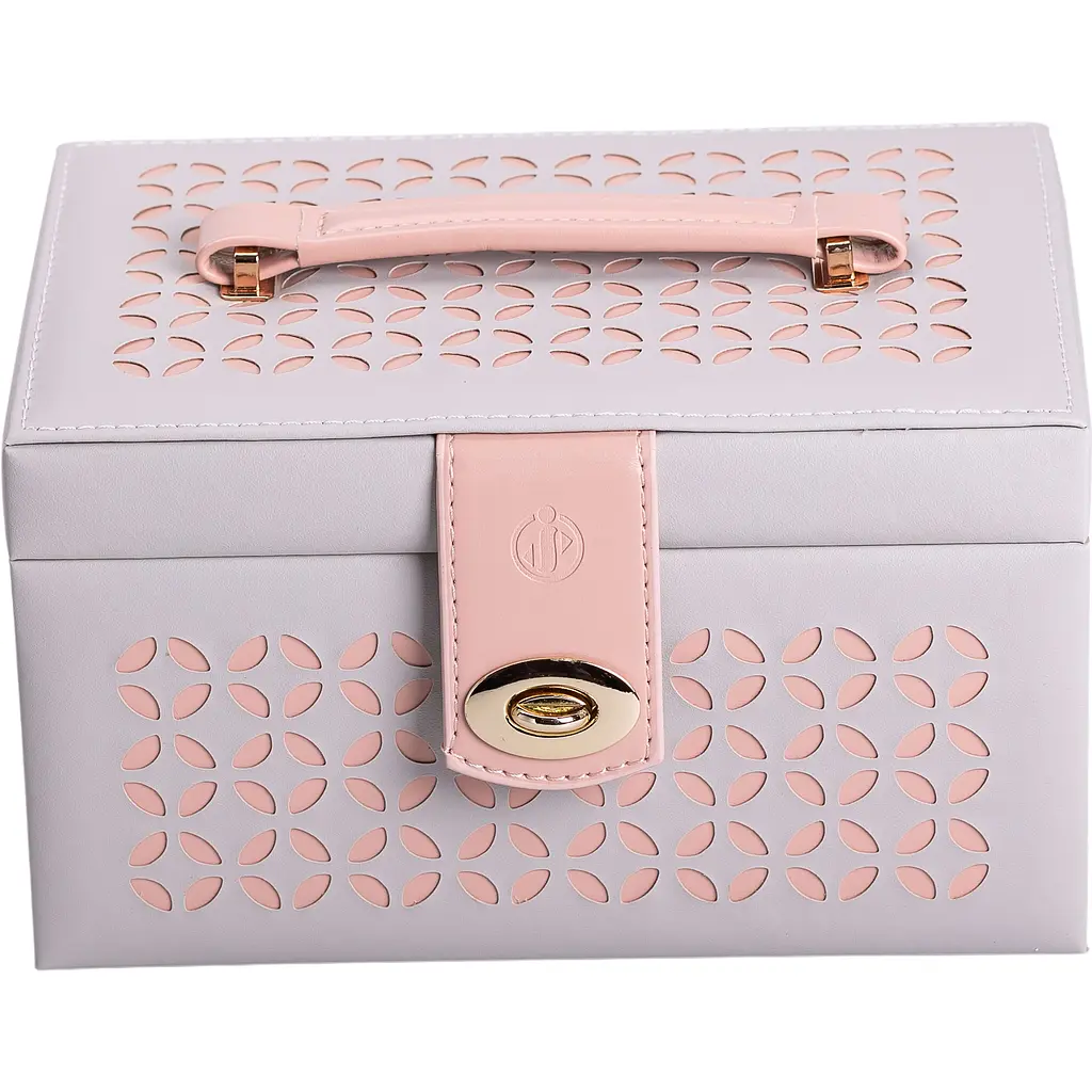 Кейс-скринька для прикрас Yiwu на кнопці 22.5x15.5x13 см сірий HP-5-17G - фото 6