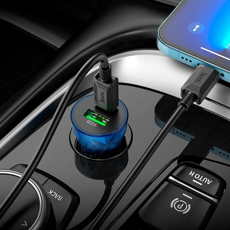 Адаптер автомобильный HOCO Z47A 30W Transparent Discovery Edition dual port черный - фото 5