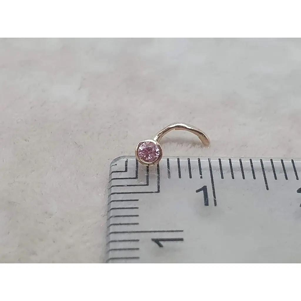 Золотая серьга-пирсинг в нос Dear с фианитом. 1023.1 Розовый (светлый) - фото 4