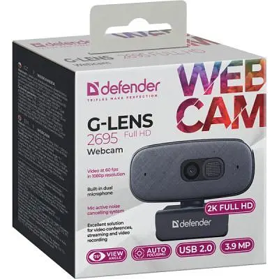Веб-камера Defender G-lens 2695 FullHD 2K 1520p Black (63195) - фото 9