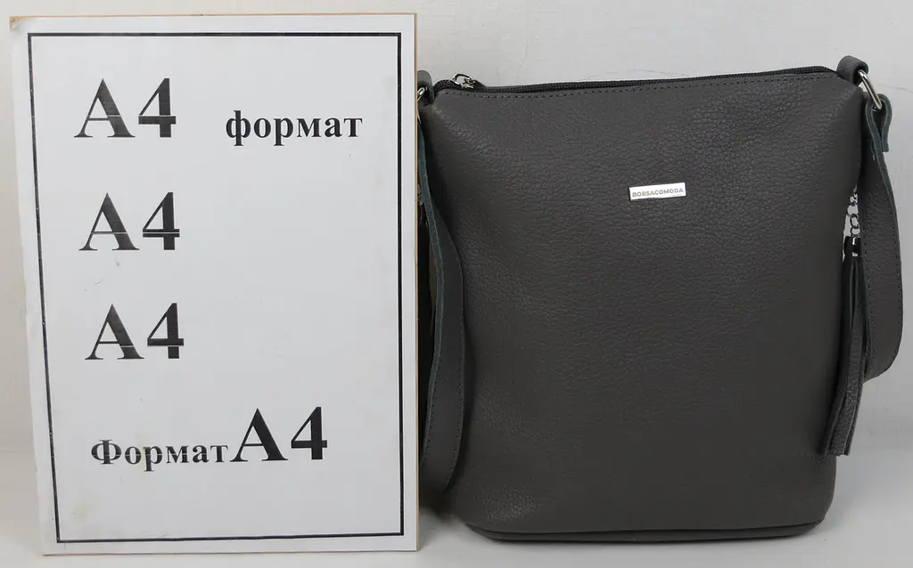 Жіноча шкіряна наплічна сумка Borsacomoda 878.021 Сіра - фото 7