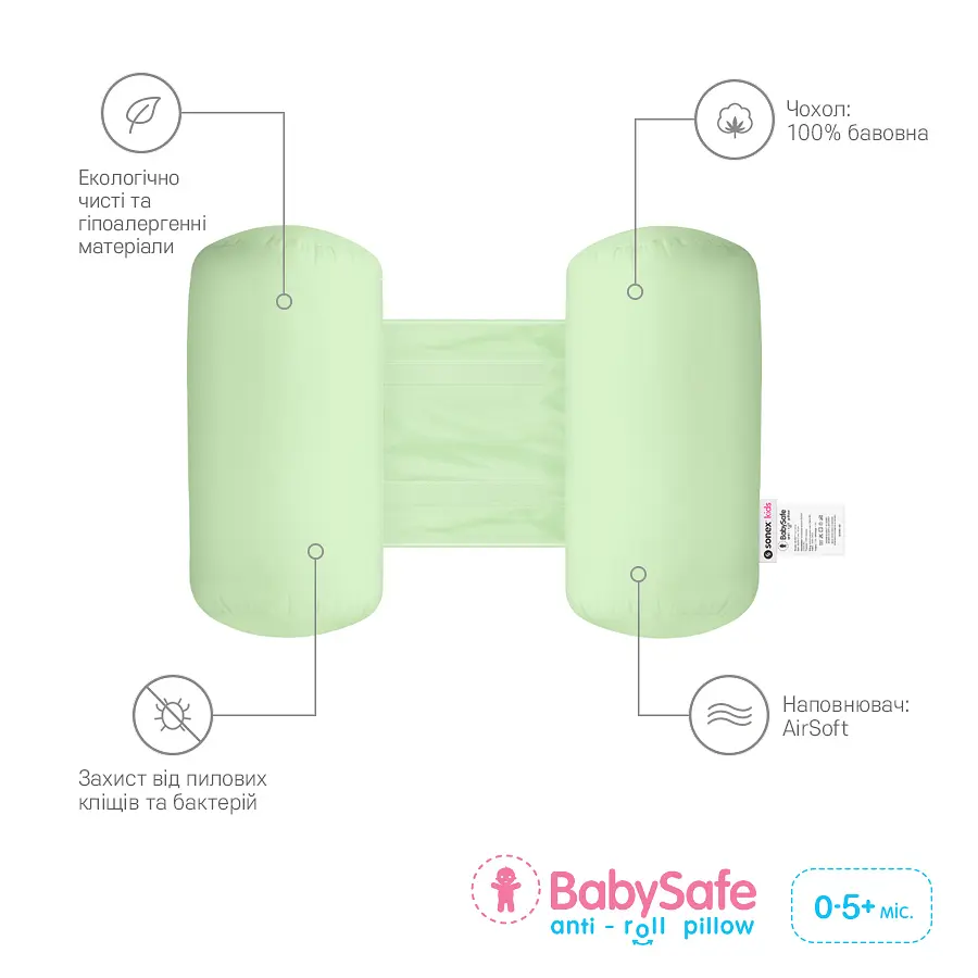 Подушка-позиціонер Sonex BabySafe зелена (SO102132) - фото 3