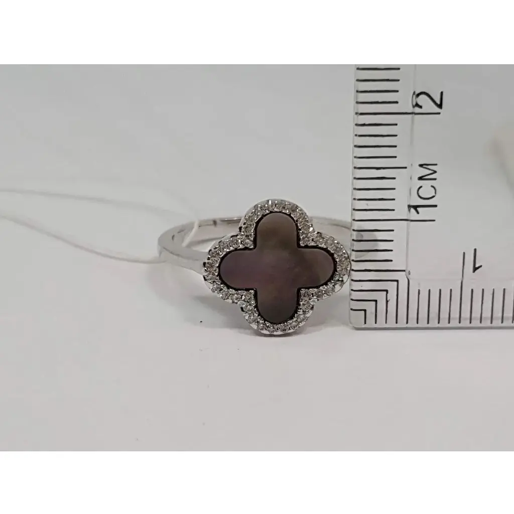 Срібне кільце Діама Конюшина з перламутром. 12111487034Ч 19,5 - фото 4